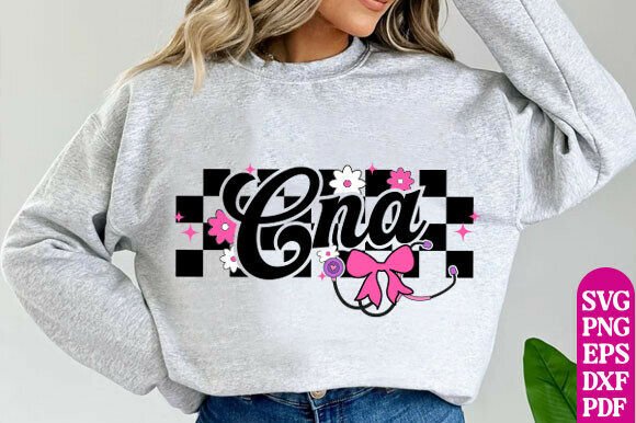CNA Nurse Checkered Coquette Bow PNG
