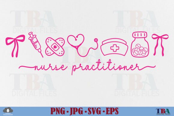 Coquette Nurse Practitioner Icons Doodle