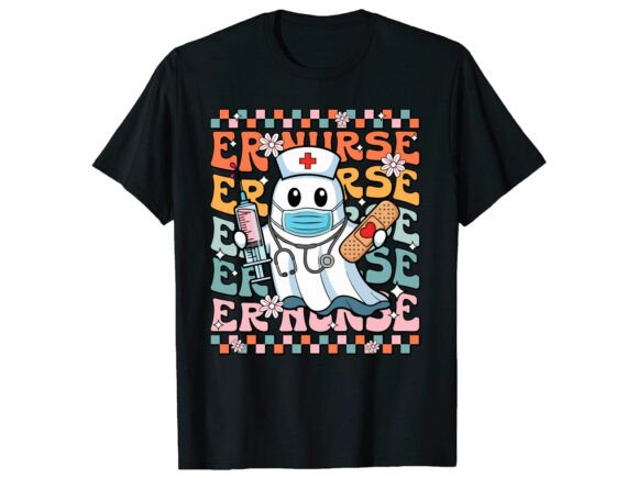 Cute Ghost ER Halloween Nurse T-Shirt