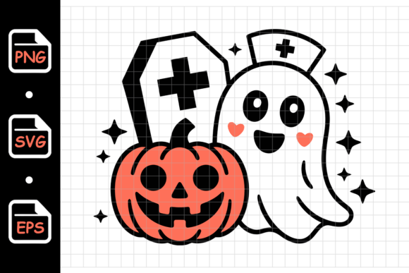 Cute Ghost Nurse with Pumpkin