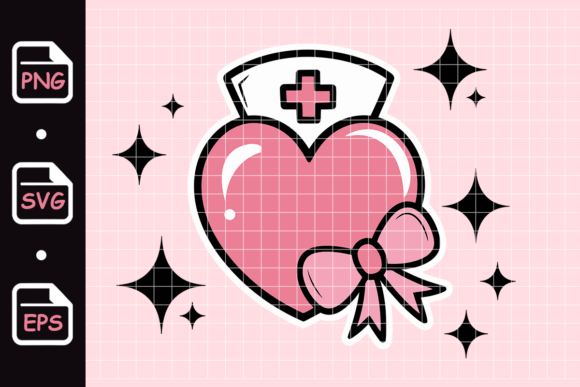 Cute Pink Nurse Heart with Bow