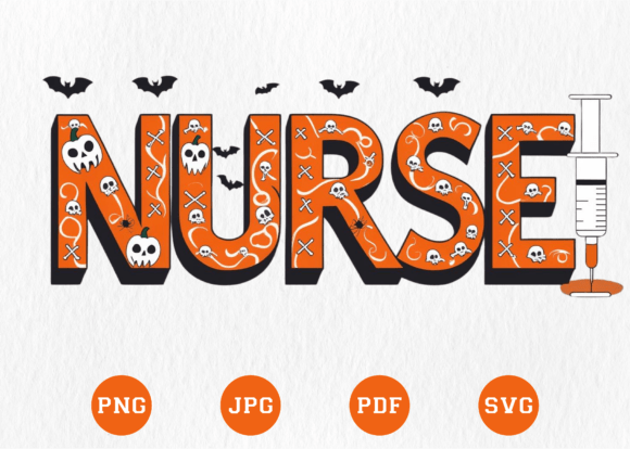 Halloween Nurse PNG Letters Doodle