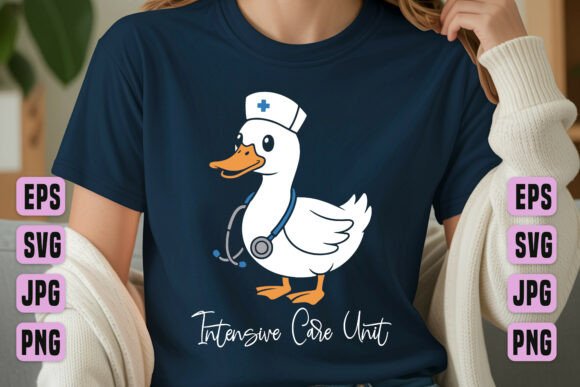 ICU Nurse Duck Cartoon Artwork