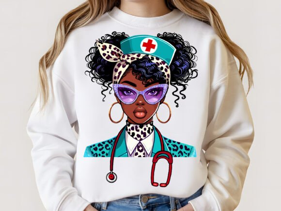 Leopard Print Afro Nurse Medical Pride