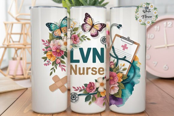 LVN Nurse Floral Tumbler Wrap