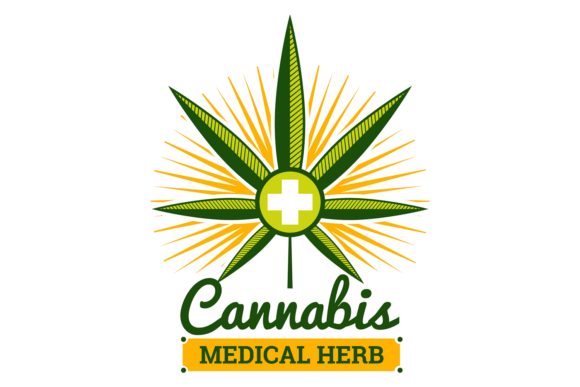 Medical Herb Logo. Cannabis Plant Leaves