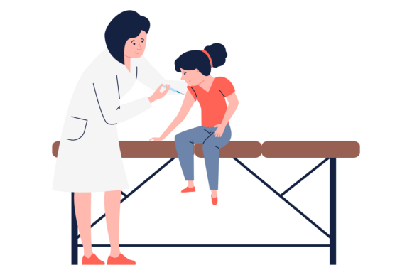 Medical Injection. Doctor Shot Kid with
