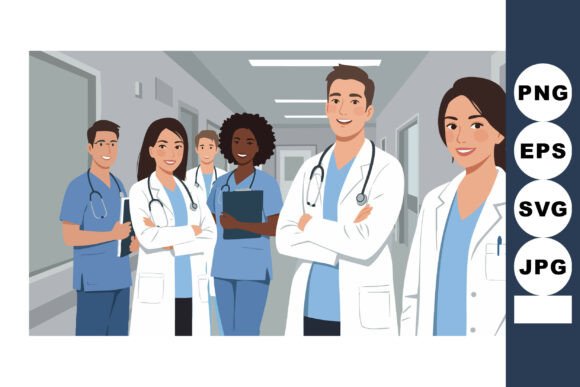 Medical Team Group of Diverse Doctors