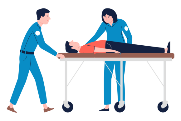 Medical Transportation. Paramedics Pushi