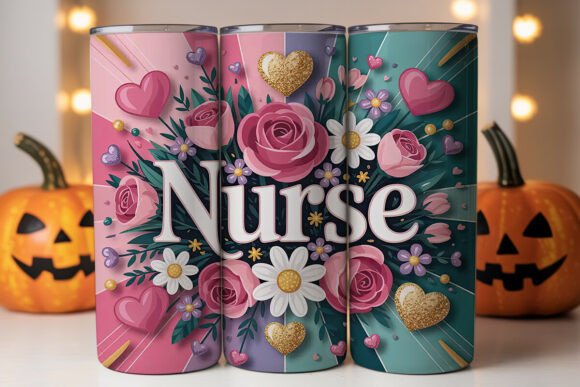 Nurse Floral Tumbler Wrap