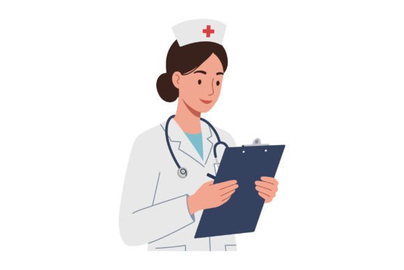 Nurse in White Coat with Stethoscope Rev