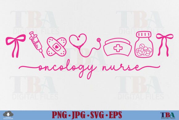 Oncology Nurse Coquette Pink Icon Doodle
