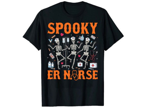 Spooky Skeleton ER Nurse T-Shirt