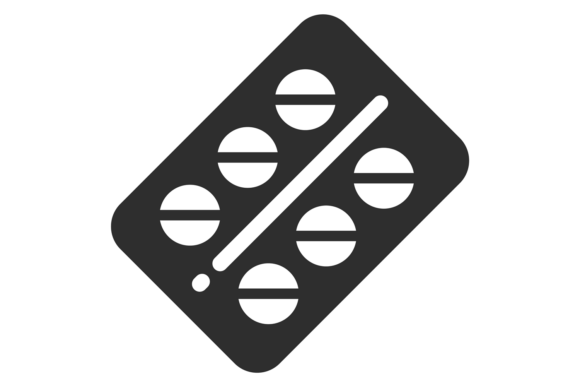 Tablet Blister Black Icon: Medical Drug